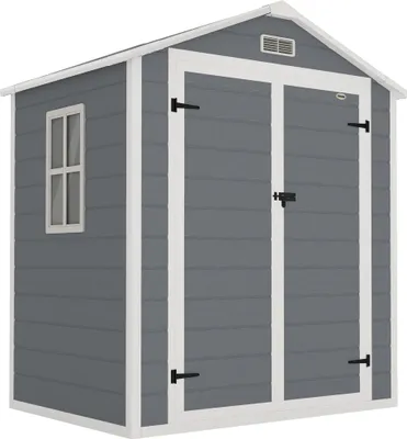 Produktbild von Abschließbarer Metall-Gartenschuppen, Doppeltür, Fenster, 1,80 x 1,30 x 2,10 m