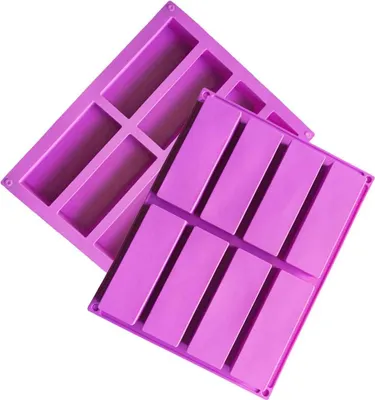 Produktbild von 2er-Pack Silikon-Backformen für Müsliriegel, antihaftbeschichtet, 8 Mulden, rechteckig, für Energieriegel, Brot, Brownies, Maisbrot, Käsekuchen, Pudding, Muffins, Kuchen und Seife