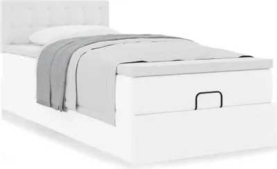 Produktbild von Ottoman-Bett mit Matratze Weiß 80x200 cm Kunstleder