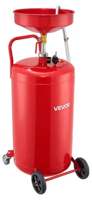 Image de VEVOR Chariot de récupération d'huile 9 5L, Récupérateur d'huile avec hauteur d'entonnoir réglable, Récupérateur d'huile sur roues, Vidange de transfert de liquide et de carburant, Chariot de récupération d'huile pour garages, rouge