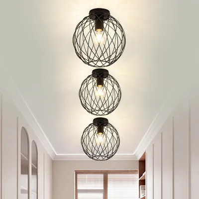 Produktbild von ZMH Deckenstrahler Schwarz Flurlampe Retro Wohnzimmerlampe 1 Flammig Decke Klein Deckenleuchten Industrial mit E27 Fassung Max.40W Küchenlampe Metall für Wohnzimmer Esszimmer Schlafzimmer Küche Ø 25cm