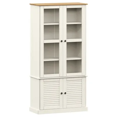 Produktbild von Vitrine VIGO Weiß 85x35x170 cm Massivholz Kiefer