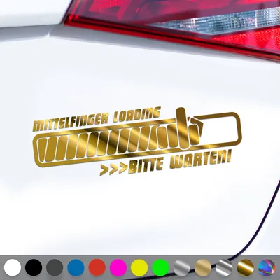 Produktbild von PantherPixel Mittelfinger Aufkleber Lädt Loading Stinkefinger Sticker Auto Geschenkidee Farbe Chrom-Gold