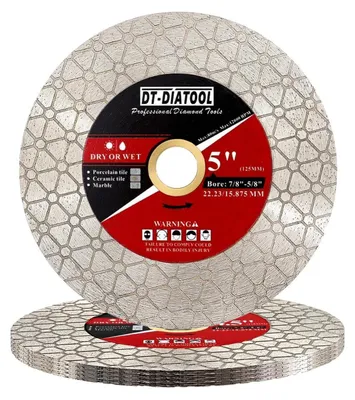 Image de Disque de tronçonnage diamanté de 125 mm, lot de 5, pour céramique, carrelage, grès, marbre, et matériaux composites