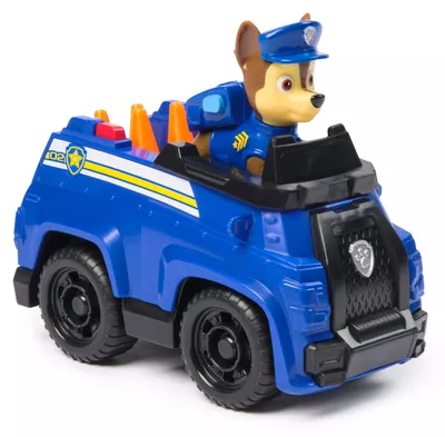 Produktbild von PAW Patrol Chase-Figur mit Polizei-Fahrzeug, stabiles Basis-Fahrzeug (2025), authentisches Spielzeug zur Serie für Kinder ab 3 Jahren, Polizeiwagen, 3 Jahr(e), Kunststoff, Schwarz, Blau