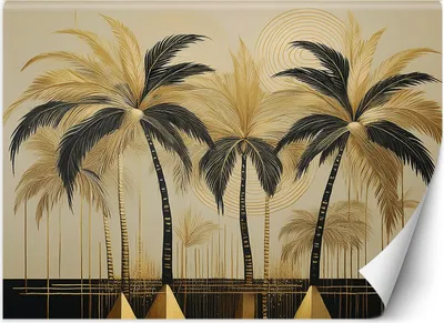 Produktbild von Vlies fototapete Palmen Botanik Landschaft 250x175 cm Feeby Gold inkl. Kleber einfache Montage