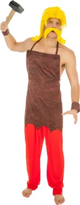 Image de Costume Automatix pour homme Astérix et Obélix Costume de carnaval rouge-marron - XL