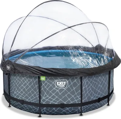 Produktbild von EXIT Stone Pool ø360x122cm mit Sandfilterpumpe und Abdeckung - grau