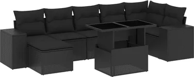 Produktbild von vidaXL 8-tlg. Garten-Sofagarnitur mit Kissen Schwarz Poly Rattan