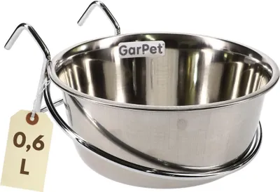 Produktbild von Edelstahlnapf zum Aufhängen Trinknapf Hund Futterschale Vogel Zubehör Napf für Gitterbox Nager Edelstahlnapf mit Befestigung Vogelnapf 0,60 L