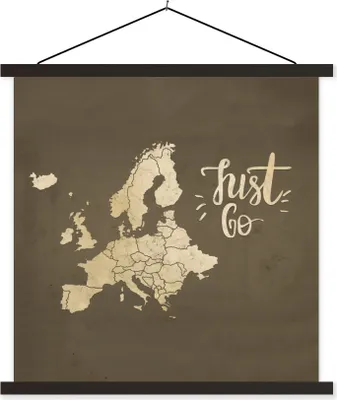 Produktbild von MuchoWow® Textilposter Karten - Europa - Vintage - Zitate 40x40 cm mit schwarzem Rahmen - Fotos