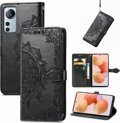 Produktbild von König Design Hülle kompatibel mit Xiaomi 12 Lite Kunstleder Handyhülle - Handy Case Schwarz