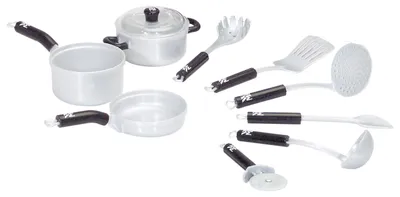 Produktbild von Theo Klein WMF pot and kitchen equipment set, Mädchen, Schwarz, Silber