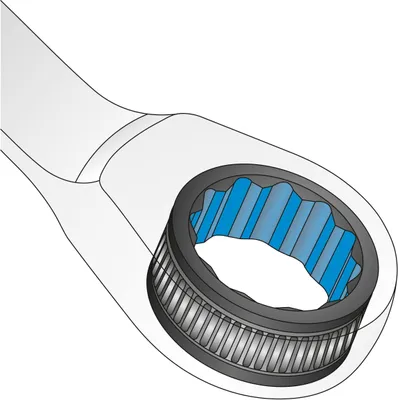 Zdjęcie produktu dla Klucz płasko-oczkowy z grzechotką, 24 mm, 610 N