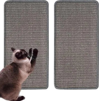 Productafbeelding van Famanu krabmat voor katten, 2 stuks, sisal, zelfklevend, wit, 20 x 40 cm