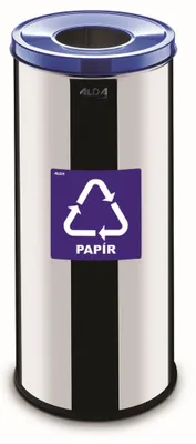 Image de Seau à ordures en acier inoxydable Alda Tri des déchets papier 45 L Poubelle 657C