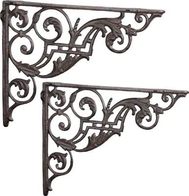 Produktbild von 2 Stück Moritz Regalwinkel Wandwinkel Wandregal 27 cm x 33 cm Regalträger Regalhalter Wandträger aus Gusseisen braun