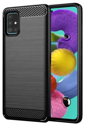 Produktbild von Techsuit Carbon Silicone Back Cover Hülle für Samsung Galaxy A51 4G - Schwarz
