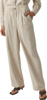 Produktbild von Vero Moda Damen Hose Jesmilo, weiter Schnitt, hohe Taille, elastischer Bund, Hellbeige