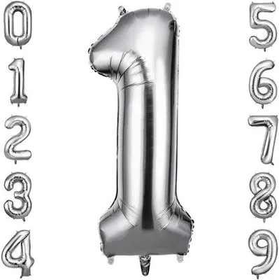 Immagine prodotto di Palloncini luminosi a forma di numeri - Autoaccendenti - 40 pollici (101 cm) - Argento