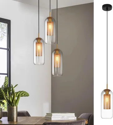 Produktbild von ZMH Pendelleuchte Esstisch Hängelampe Glasv Vintage 1 Flammig Hängeleuchte Pendellampe Höhenverstellbar E27 Esszimmerlampe Wohnzimmer Küche Esszimmer