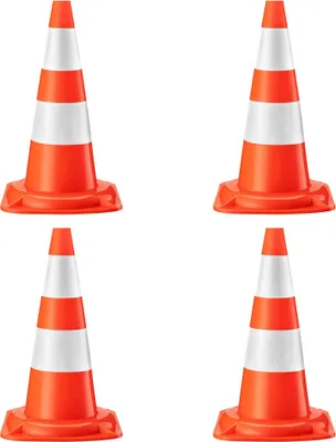 Produktbild von Wiltec Verkehrskegel 50 cm hoch 4 Stück, Leitkegel zum Absichern, Pylon reflektierend, Warnkegel aus robustem PVC für Baustellen