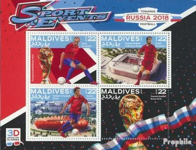 Produktbild von Briefmarken Malediven 2016 Mi 6374-6377 Kleinbogen (kompl. Ausg.) postfrisch Fußball Russland 2018
