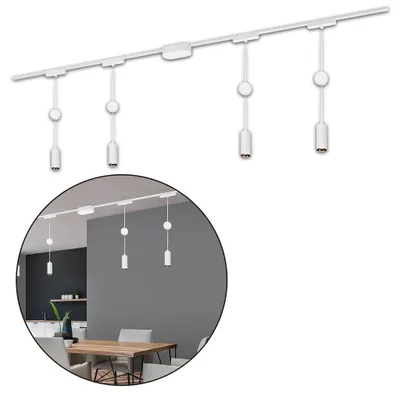 Obrázek produktu pro Briloner Luxtrail kolejnicový systém, kompletní sada, 4x LED závěs, výškově nastavitelný, napájení, bílý, 2 m