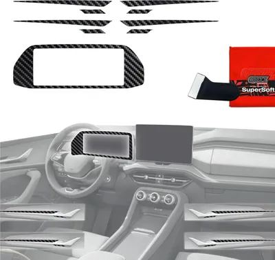Image de Films protecteurs 5 en 1 Grizz Protector pour tableau de bord - Skoda Kodiaq 2 (2024-2025) Aspect carbone brillant