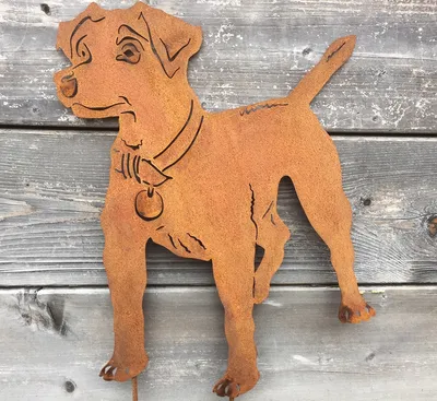 Produktbild von Hund Jack Russell Terrier 50x38cm Beetstecker Gartenstecker Edelrost Rost Metall Gartendekoration