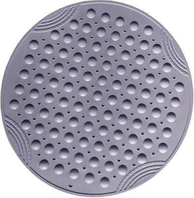 Obrázok produktu pre Protisklzová podložka do sprchy, priemer 55 cm - PVC s prísavkami - vhodná do práčky - proti plesniam - antibakteriálna - sivá
