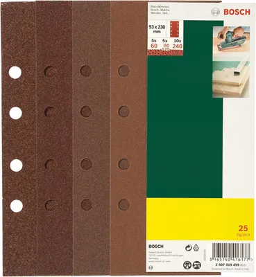 Produktbild von Bosch 25 Schleifblätter 93x230 8 Loch Körnung 60-240