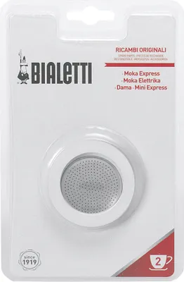 Image de Bialetti 800002 Joint en caoutchouc et filtre 2T, aluminium, blanc