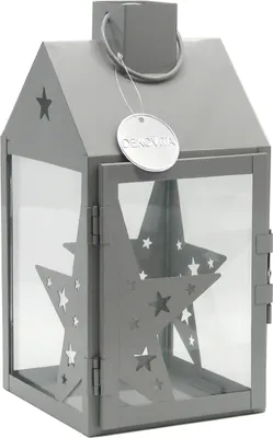 Produktbild von Dekovita, Laterne Metall Grau - Sternmotive 15x15x30cm