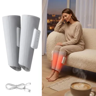 Produktbild von 2er Set Wadenmassagegerät, Luftkompressions Massage, Massagegerät mit Heizung funktions, Tragbar Massagegerät, LED Display, 3 Temperaturstufen