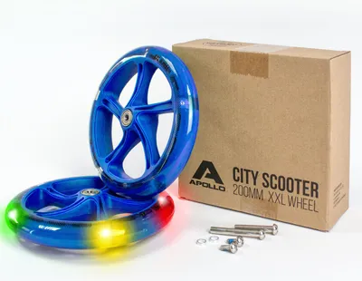 Immagine prodotto di Ruote di ricambio Apollo da 200 mm – Pro Wheels con cuscinetti ABEC 7, adatte anche per scooter con ruote LED, blue core