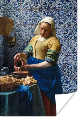 Produktbild von MuchoWow® Poster Milchmädchen - Delfter Blau - Vermeer - Gemälde - Alte Meister 80x120 cm - Papierdruck