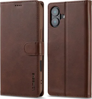 Produktbild von Hülle für iPhone 16, Klapphüllen Brieftasche Leder Magnetverschluss Ständer Schutzhülle Braun