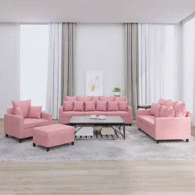 Immagine prodotto di Maison Exclusive - Set divano 4 pezzi con cuscini in velluto rosa