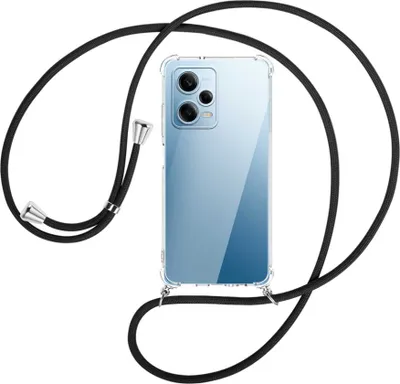 Produktbild von Handykette Backcover-Schutzhülle mit Band (Metall silberfarben) für Xiaomi Redmi Note 12 Pro (6.67'') - schwarz