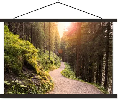 Produktbild von MuchoWow® Textilposter Wald - Baum - Grün 120x80 cm mit schwarzem Rahmen - Wanddeko
