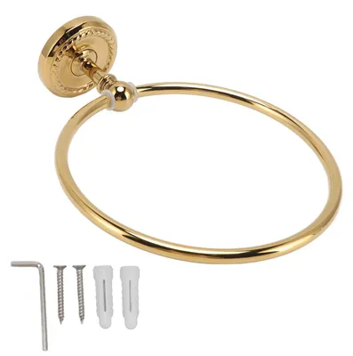 Handtuchring Gold, rund, Wandmontage, Edelstahl, mit Zubehör