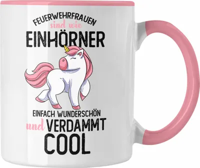 Produktbild von Trendation - Feuerwehrfrau Tasse Geschenk Lustiger Spruch Frauen Feuerwehr Geschenkidee Geburtstag (Rosa)