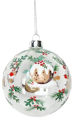 Weihnachtskugel aus Glas, handbemalt, 8 cm, 1 Stück