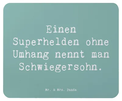 Produktbild von Mr. & Mrs. Panda Mousepad Spruch Held Schwiegersohn - Meeresbrise - Geschenk, computer, laptop, Mauspad, Dankbarkeit, pc mausunterlage, persönliche Erinnerungen, Jubiläen