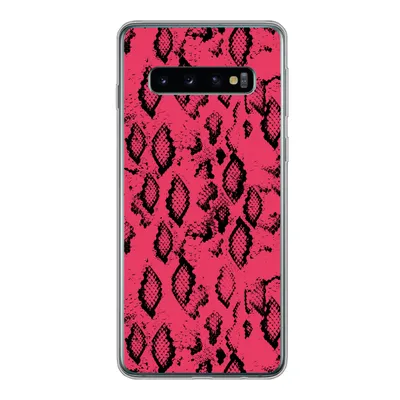 Produktbild von MuchoWow® Handyhülle Schutzhülle Hülle für Samsung Galaxy S10 Tiermuster - Schlangenhaut - Rosa Silikon Softcase Handy Hülle - Handytasche