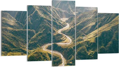 Produktbild von Bild auf Leinwand - Leinwandbild - 5 Teile - Berge Weg Wald - 160x85cm - Wand Bild - Wanddeko - Wandbilder - Leinwanddruck - Bilder - Wanddekoration - Leinwand bilder - Wandbild - EA160x85-4700