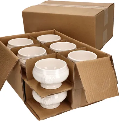 Produktbild von 24x LEO Löwenkopf-Terrinen 250ml weiß 24 Personen Suppen-Tasse Schale Steingut