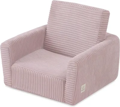 Produktbild von MISIOO Kindersessel CUBIE aus Cord, ausklappbarer Kinder Sessel und Baby Sofa, weicher Sessel für Kinderzimmer, klappbar zum Liegen - Rosa