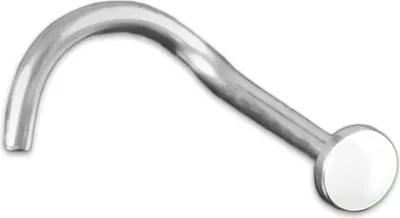 Produktbild von viva-adorno 0,8mm Nasenstecker Nasenpiercing gebogen Kopf farbig emailliert Chirurgenstahl 316L Emaille verschiedene Farben Z466,weiß